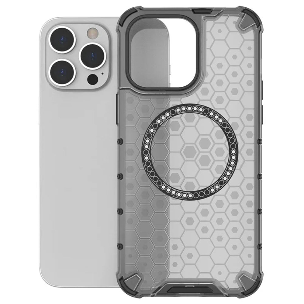 Husa MagSafe pentru Apple iPhone 14 Pro, Techsuit, HoneyComb Shield, Alba