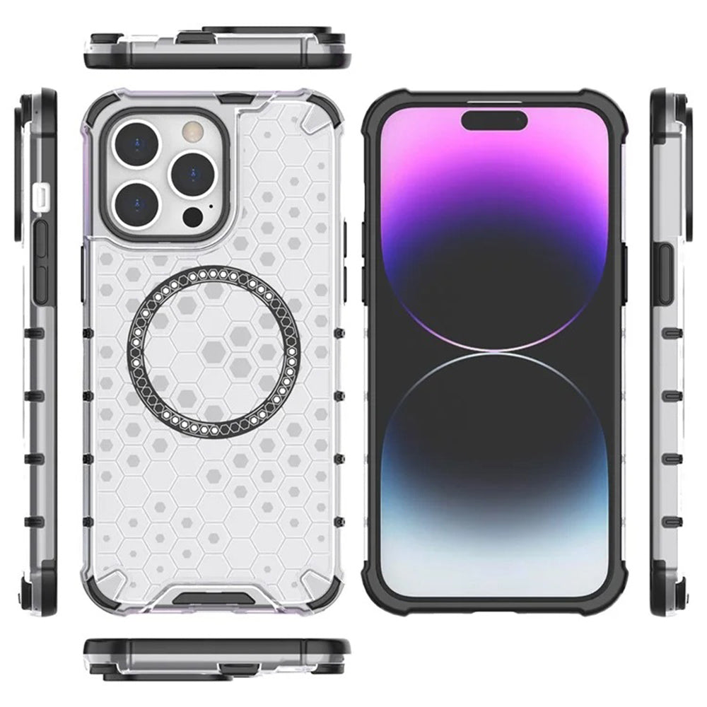 Husa MagSafe pentru Apple iPhone 14 Pro, Techsuit, HoneyComb Shield, Neagra