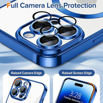 Husa MagSafe pentru Apple iPhone 14 Pro, Techsuit, Luxury Crystal, Albastra Inchis