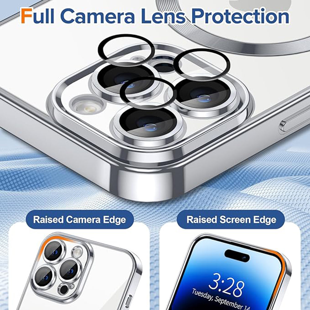 Husa MagSafe pentru Apple iPhone 14 Pro, Techsuit, Luxury Crystal, Argintie