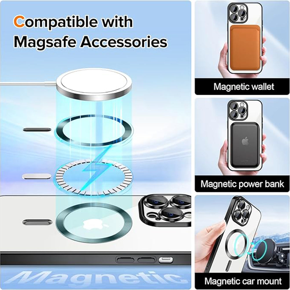 Husa MagSafe pentru Apple iPhone 14 Pro, Techsuit, Luxury Crystal, Neagra