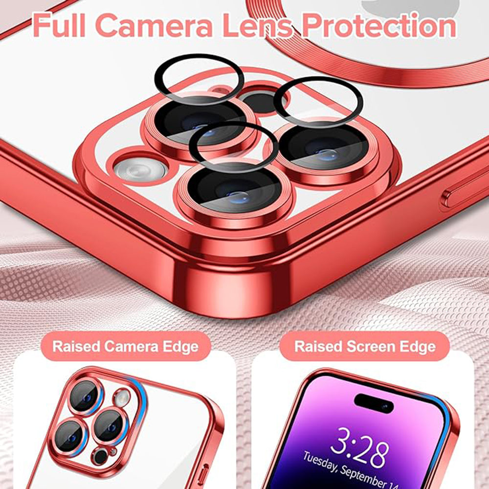 Husa MagSafe pentru Apple iPhone 14 Pro, Techsuit, Luxury Crystal, Rosie