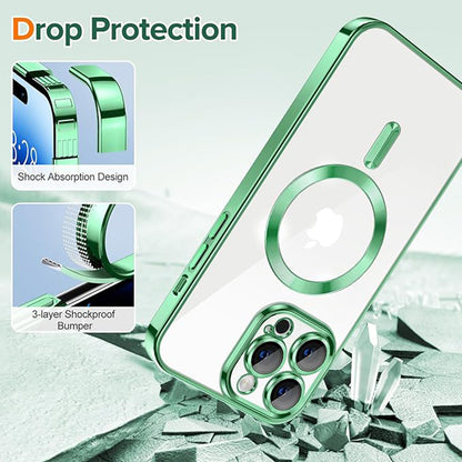 Husa MagSafe pentru Apple iPhone 14 Pro, Techsuit, Luxury Crystal, Verde Deschis