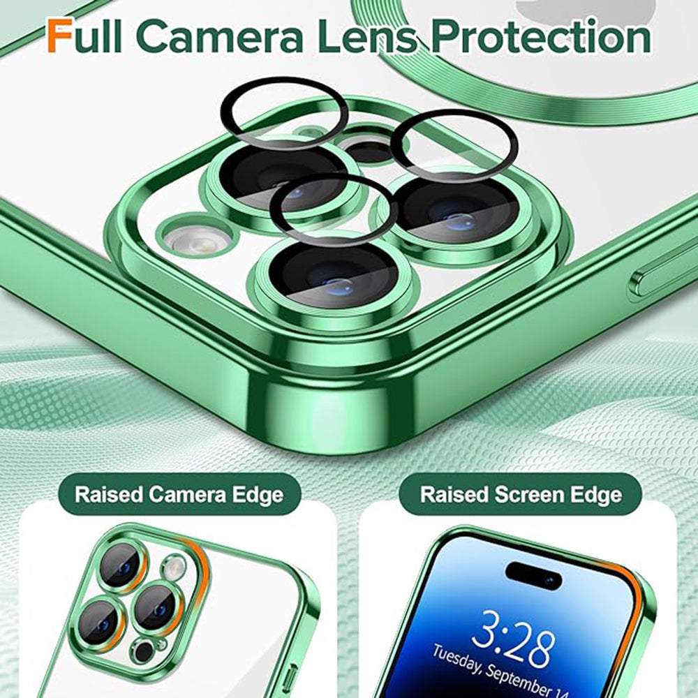 Husa MagSafe pentru Apple iPhone 14 Pro, Techsuit, Luxury Crystal, Verde Deschis