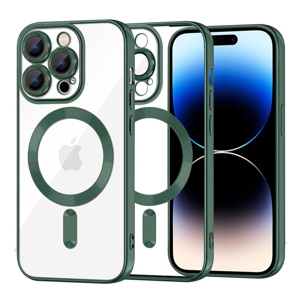 Husa MagSafe pentru Apple iPhone 14 Pro, Techsuit, Luxury Crystal, Verde Inchis