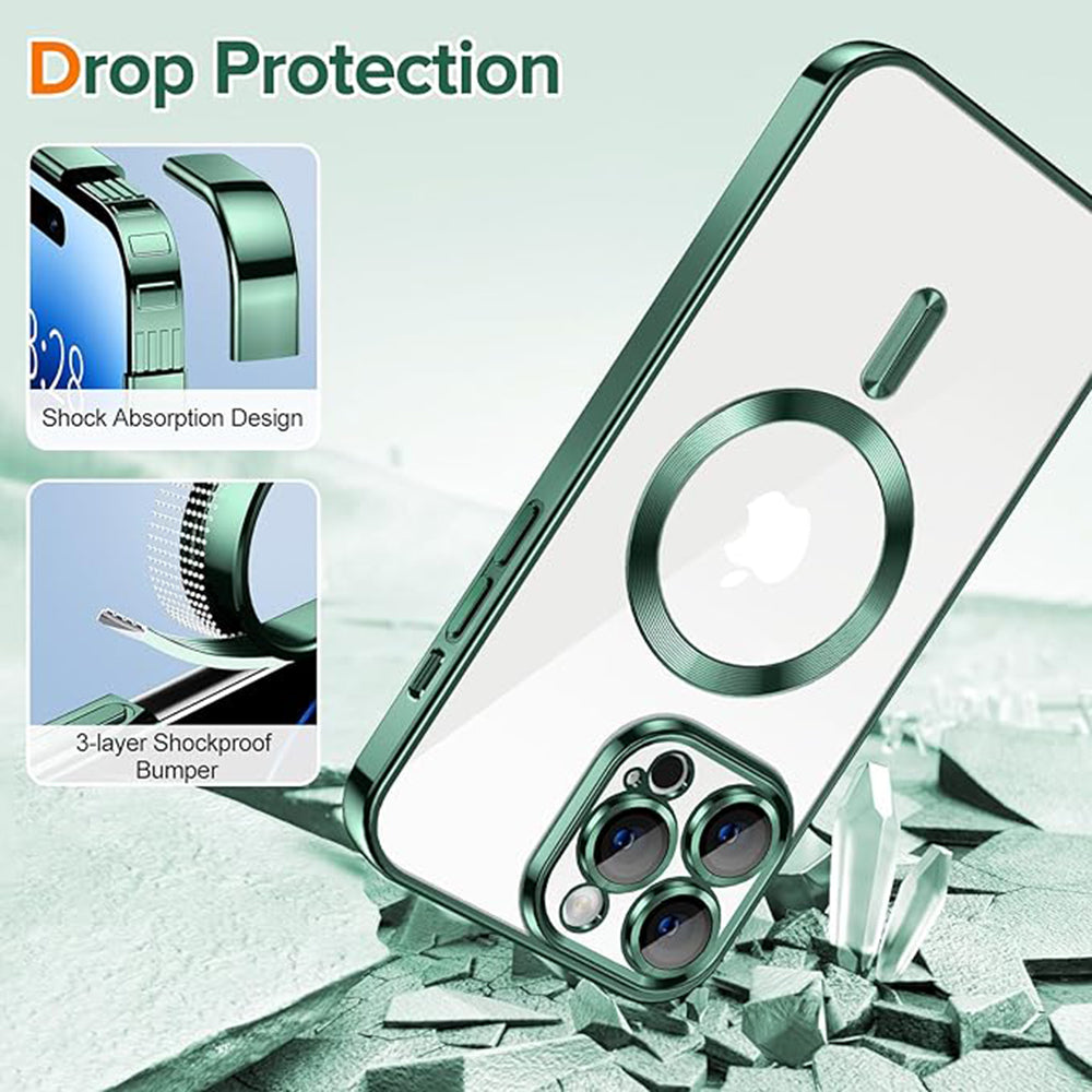 Husa MagSafe pentru Apple iPhone 14 Pro, Techsuit, Luxury Crystal, Verde Inchis
