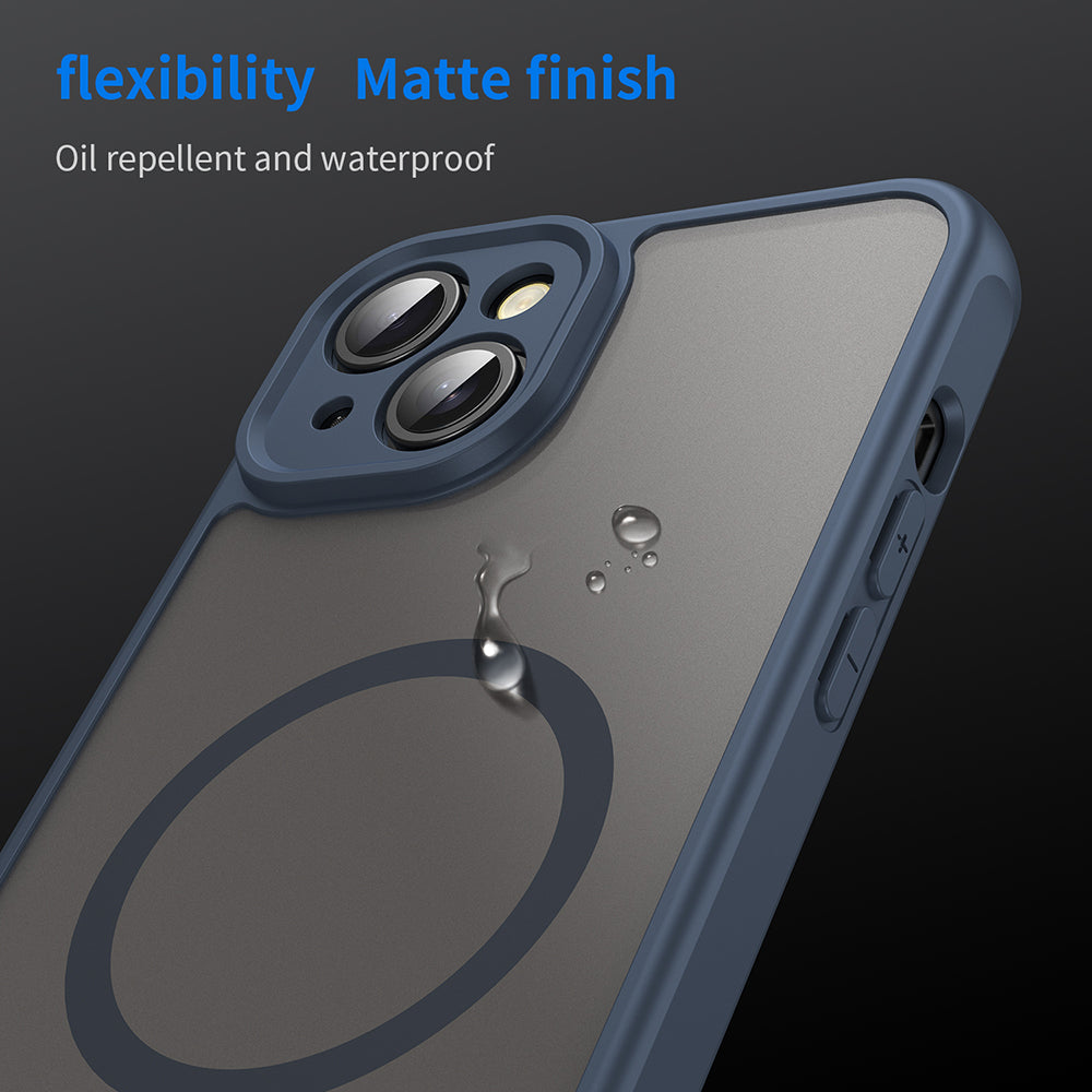 Husa MagSafe pentru Apple iPhone 14, Techsuit, HaloFrost II, Bleumarin