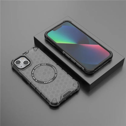 Husa MagSafe pentru Apple iPhone 14, Techsuit, HoneyComb Shield, Neagra
