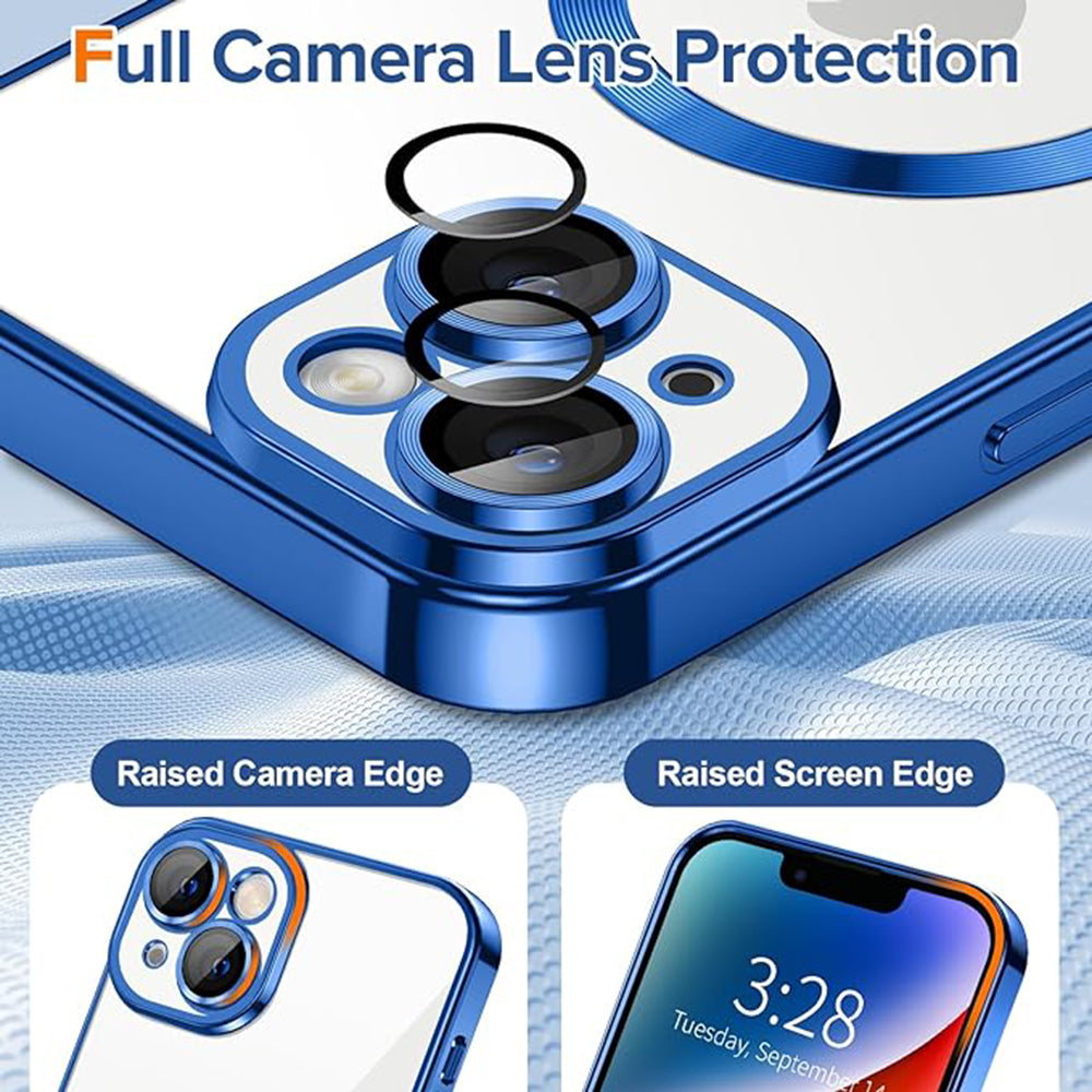 Husa MagSafe pentru Apple iPhone 14, Techsuit, Luxury Crystal, Albastra Inchis