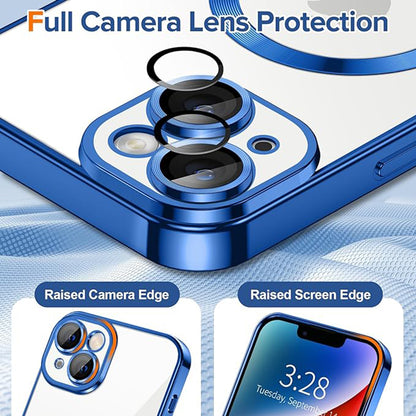 Husa MagSafe pentru Apple iPhone 14, Techsuit, Luxury Crystal, Albastra Inchis