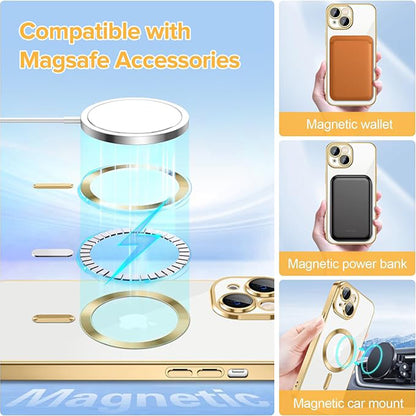 Husa MagSafe pentru Apple iPhone 14, Techsuit, Luxury Crystal, Aurie
