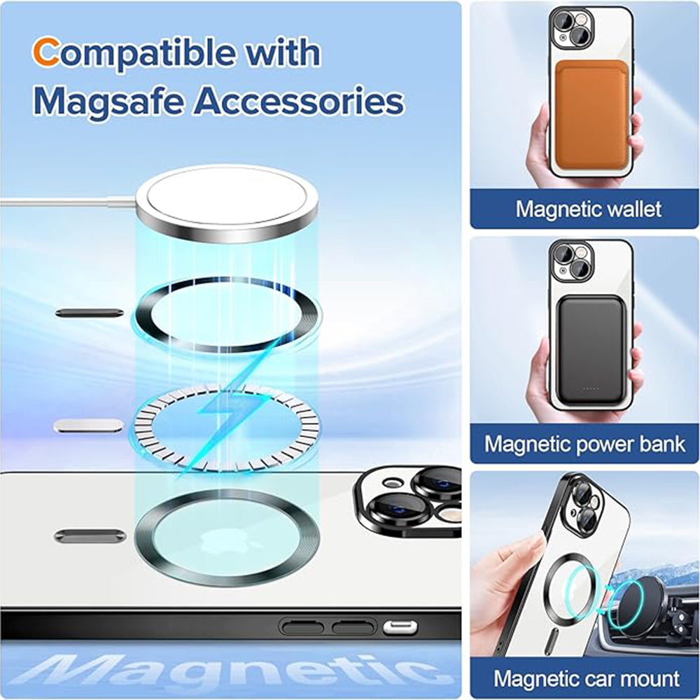 Husa MagSafe pentru Apple iPhone 14, Techsuit, Luxury Crystal, Neagra