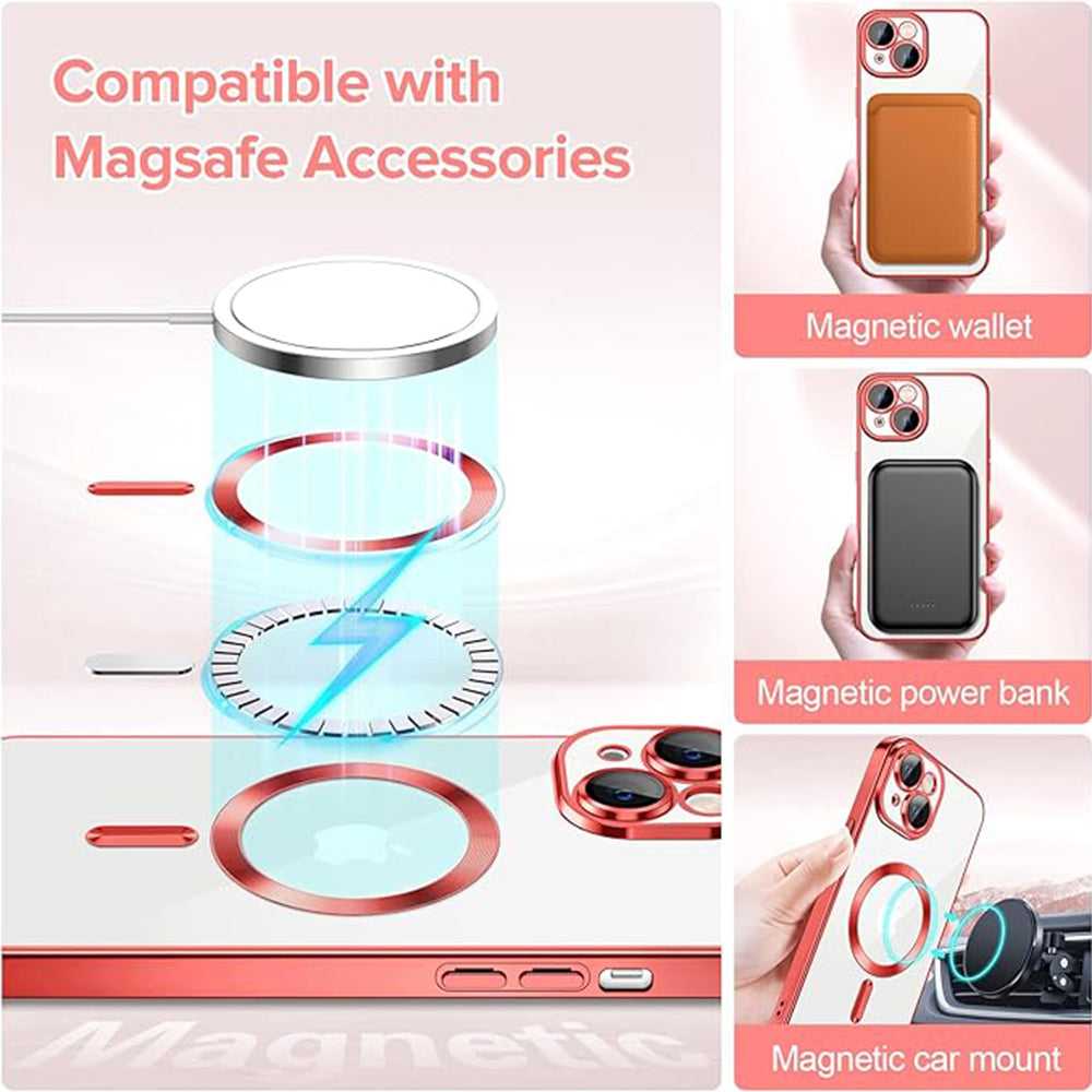 Husa MagSafe pentru Apple iPhone 14, Techsuit, Luxury Crystal, Rosie