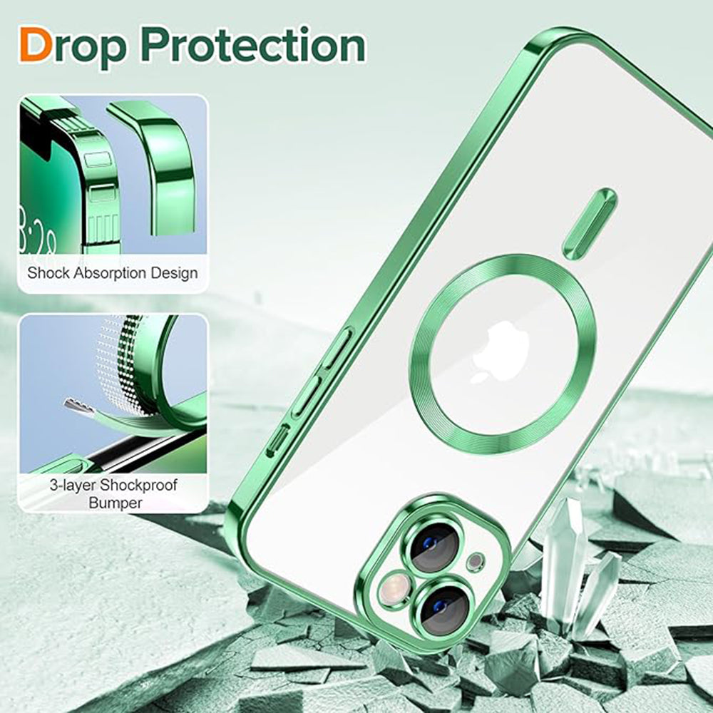 Husa MagSafe pentru Apple iPhone 14, Techsuit, Luxury Crystal, Verde Deschis