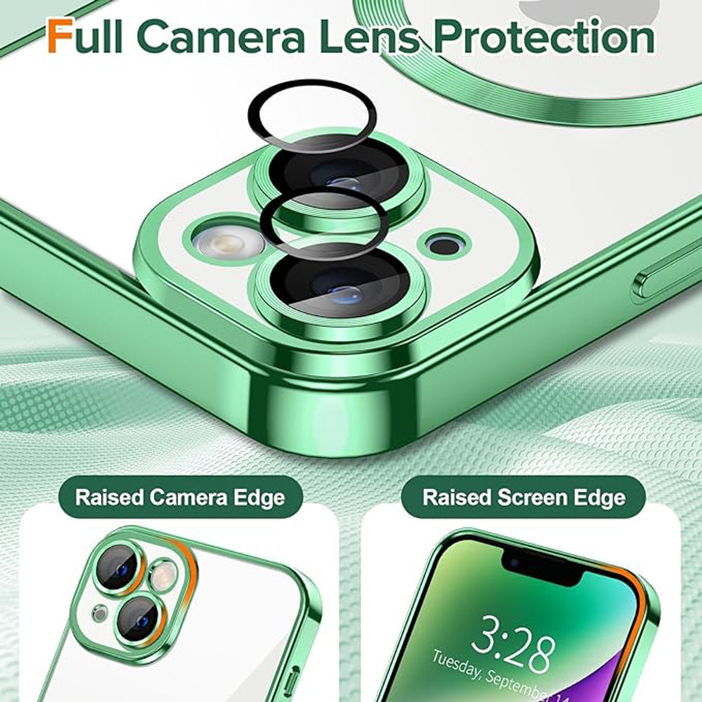 Husa MagSafe pentru Apple iPhone 14, Techsuit, Luxury Crystal, Verde Deschis