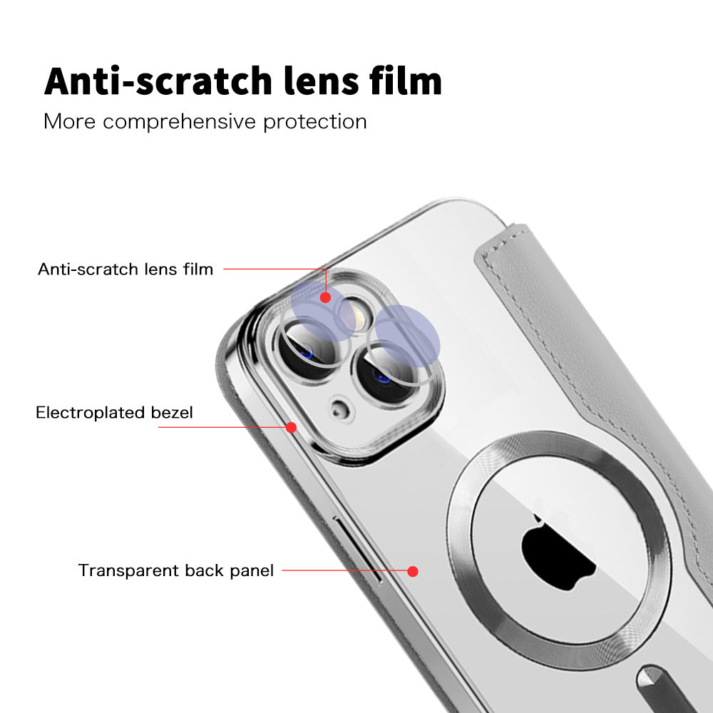 Husa MagSafe pentru Apple iPhone 14, Techsuit, SmartMag Book, Gri