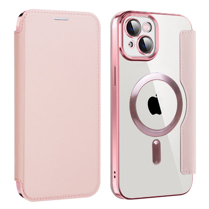 Husa MagSafe pentru Apple iPhone 14, Techsuit, SmartMag Book, Roz