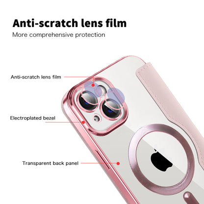 Husa MagSafe pentru Apple iPhone 14, Techsuit, SmartMag Book, Roz