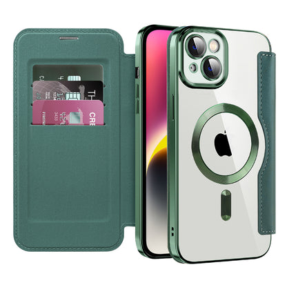Husa MagSafe pentru Apple iPhone 14, Techsuit, SmartMag Book, Verde