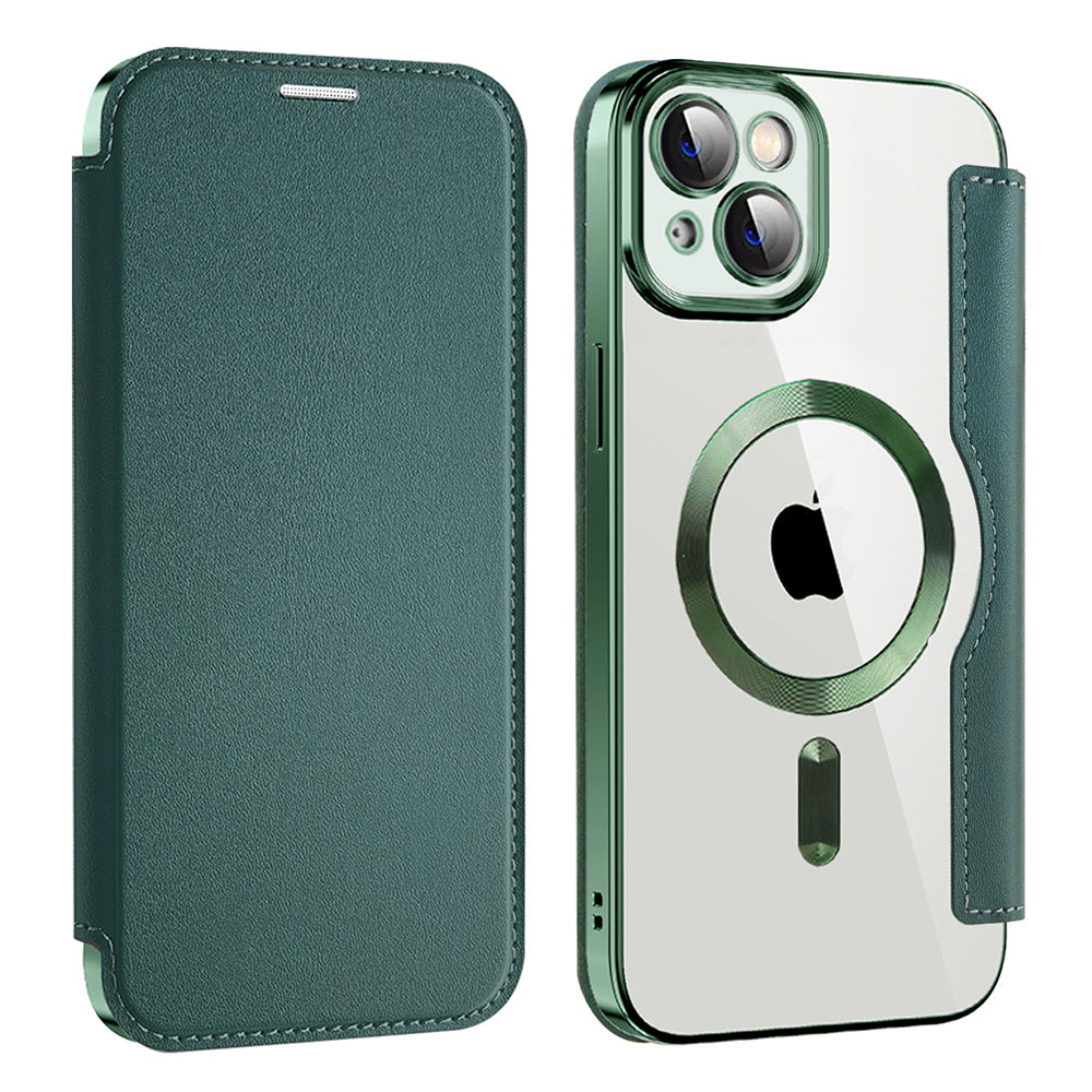 Husa MagSafe pentru Apple iPhone 14, Techsuit, SmartMag Book, Verde
