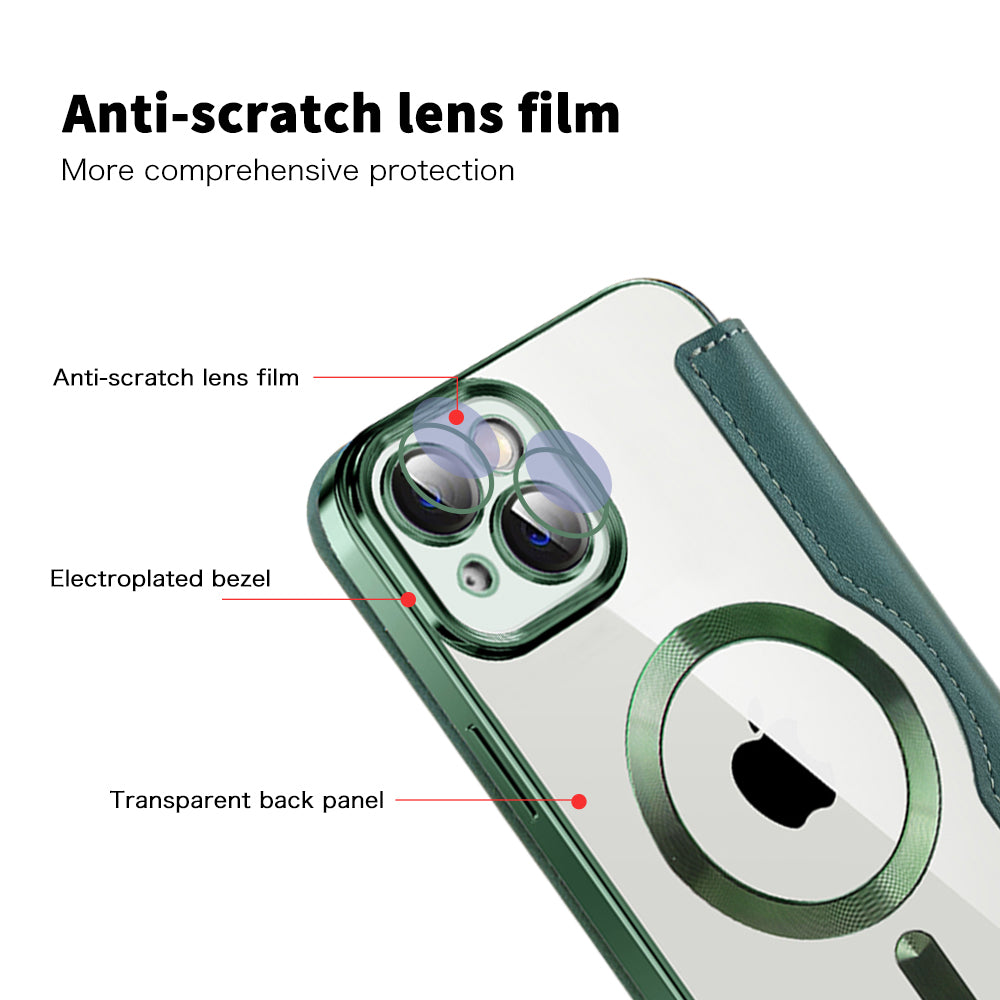 Husa MagSafe pentru Apple iPhone 14, Techsuit, SmartMag Book, Verde