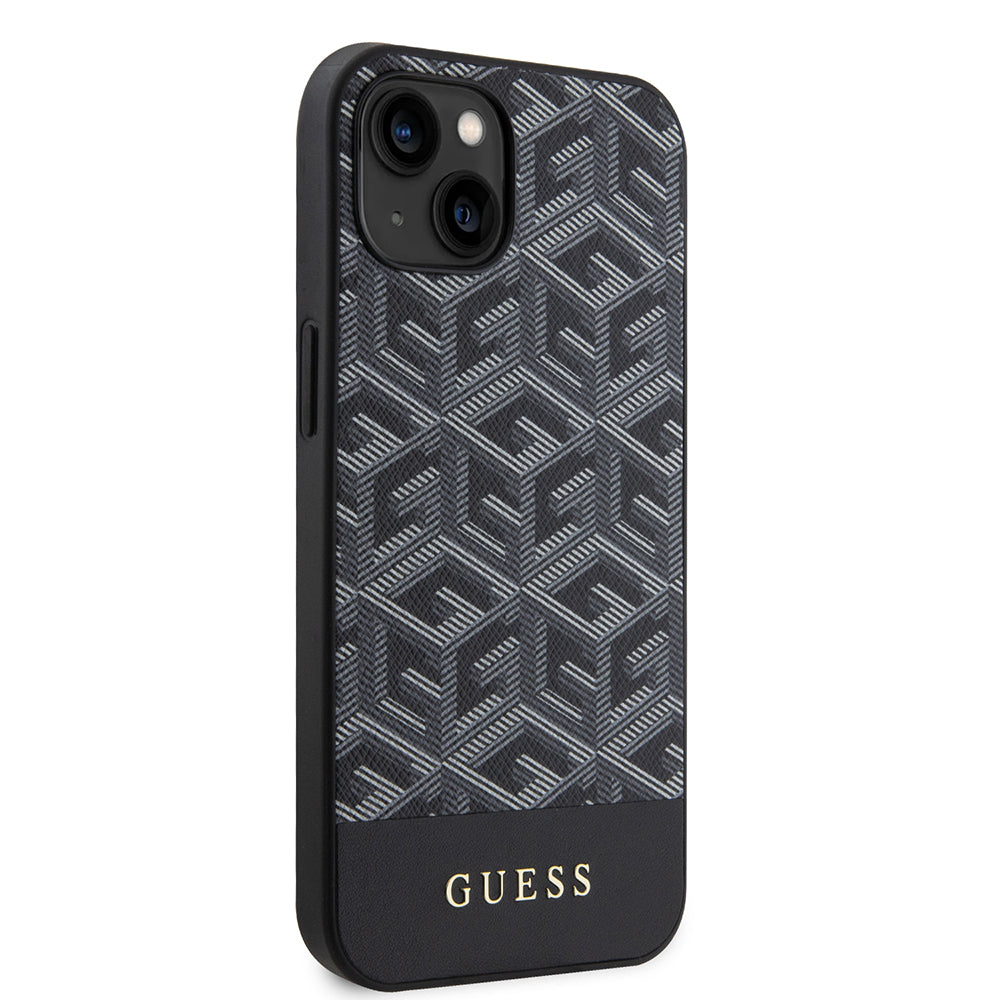 Husa MagSafe pentru Apple iPhone 15, Guess, GCube Stripes, Neagra