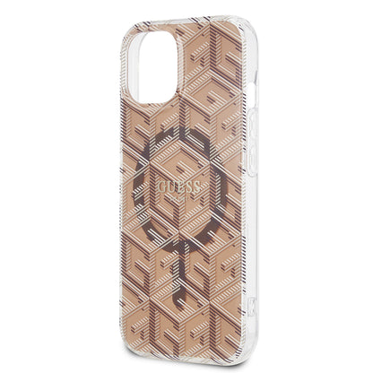 Husa MagSafe pentru Apple iPhone 15, Guess, IML Gcube, Maro