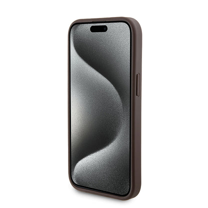 Husa MagSafe pentru Apple iPhone 15, Guess, Powerbank 4G Metal Logo, Maro