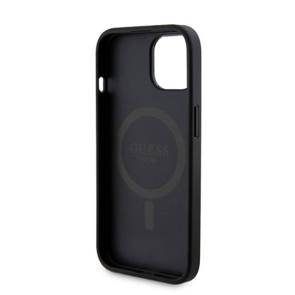 Husa MagSafe pentru Apple iPhone 15, Guess, Powerbank 4G Metal Logo, Neagra