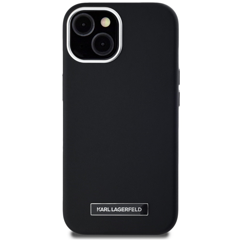 Husa MagSafe pentru Apple iPhone 15, Karl Lagerfeld, FW Metal Plate, Neagra