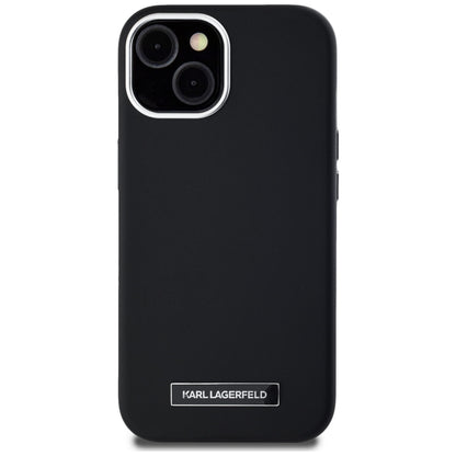 Husa MagSafe pentru Apple iPhone 15, Karl Lagerfeld, FW Metal Plate, Neagra
