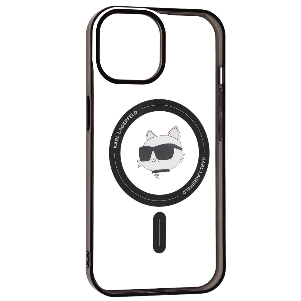 Husa MagSafe pentru Apple iPhone 15, Karl Lagerfeld, IML Choupette's Head, Transparenta