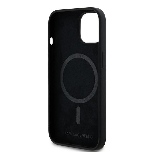 Husa MagSafe pentru Apple iPhone 15, Karl Lagerfeld, Silicone Karl & Choupette, Neagra