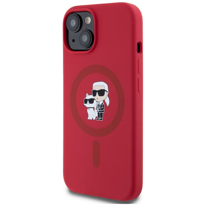 Husa MagSafe pentru Apple iPhone 15, Karl Lagerfeld, Silicone Karl & Choupette, Rosie