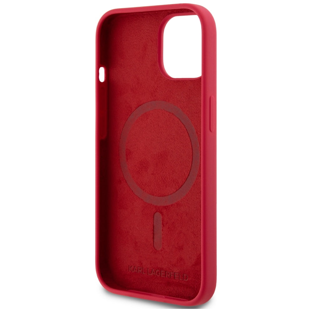 Husa MagSafe pentru Apple iPhone 15, Karl Lagerfeld, Silicone Karl & Choupette, Rosie