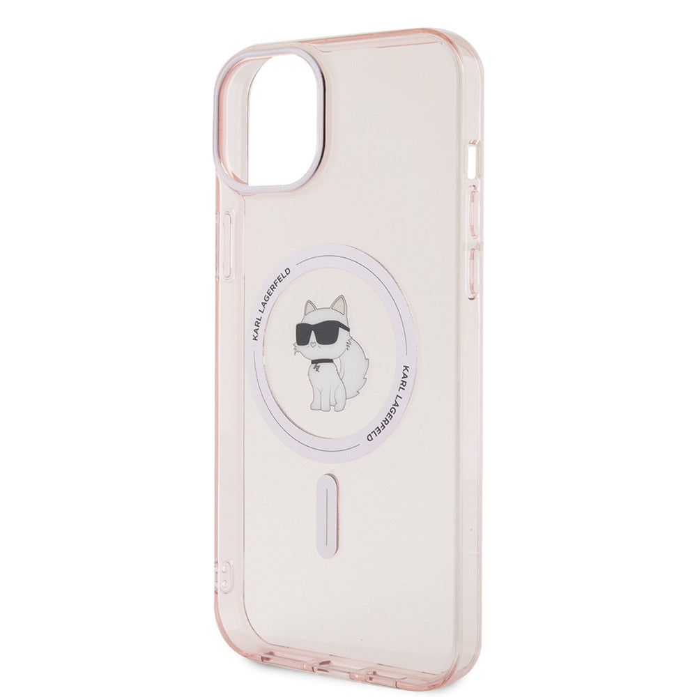 Husa MagSafe pentru Apple iPhone 15 Plus / 14 Plus, Karl Lagerfeld, IML Choupette, Roz