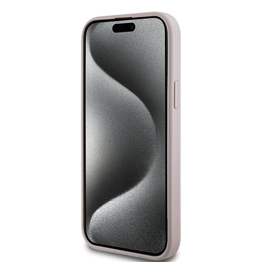 Husa MagSafe pentru Apple iPhone 15 Plus, Guess, 4G Collection, Roz