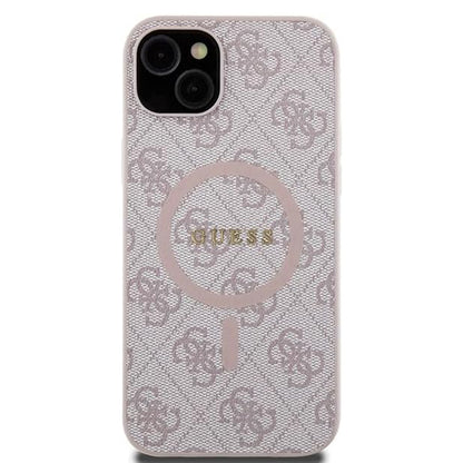 Husa MagSafe pentru Apple iPhone 15 Plus, Guess, 4G Collection, Roz