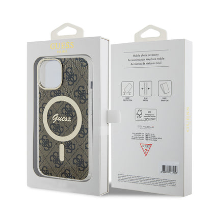 Husa MagSafe pentru Apple iPhone 15 Plus, Guess, IML 4G, Maro