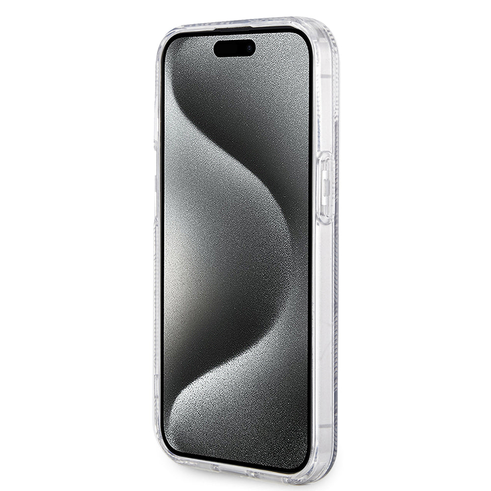 Husa MagSafe pentru Apple iPhone 15 Plus, Guess, IML Gcube, Neagra