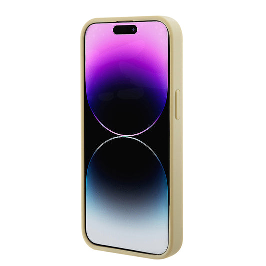 Husa MagSafe pentru Apple iPhone 15 Plus, Guess, Saffiano, Aurie