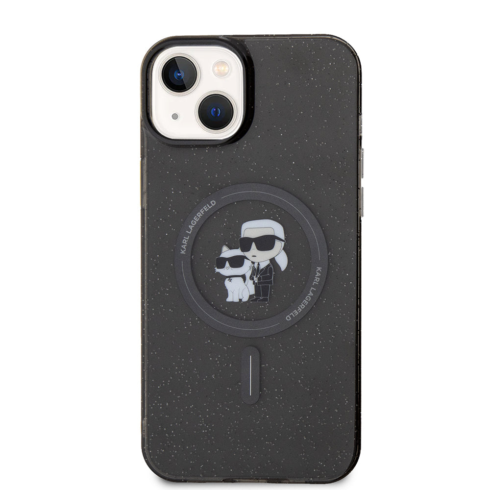 Husa MagSafe pentru Apple iPhone 15 Plus, Karl Lagerfeld, Glitter, Neagra
