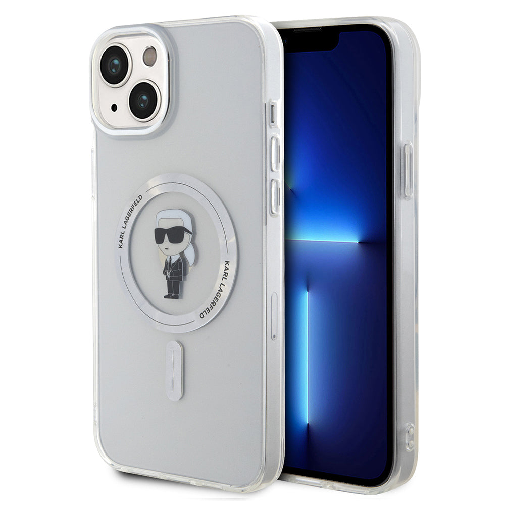Husa MagSafe pentru Apple iPhone 15 Plus, Karl Lagerfeld, IML Ikonik Karl, Transparenta