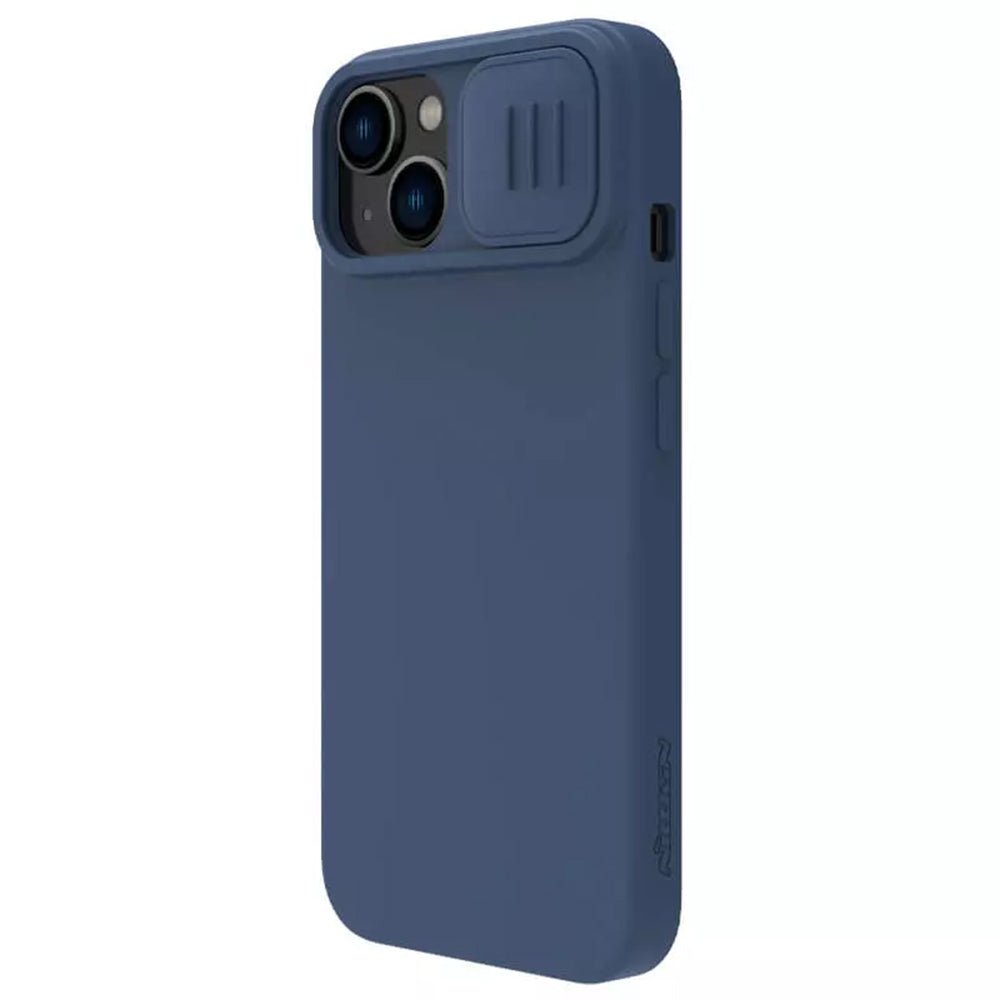 Husa MagSafe pentru Apple iPhone 15 Plus, Nillkin, CamShield Silky, Albastra