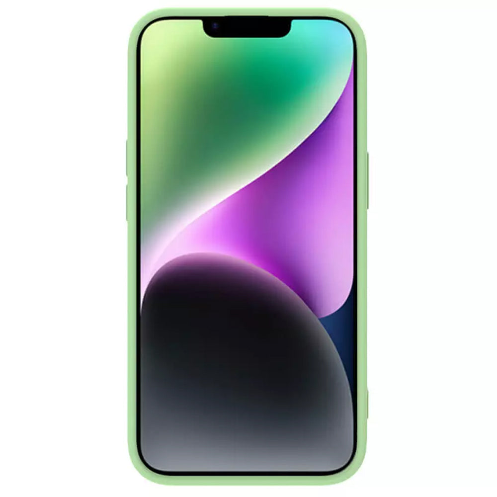 Husa MagSafe pentru Apple iPhone 15 Plus, Nillkin, CamShield Silky, Verde Deschis