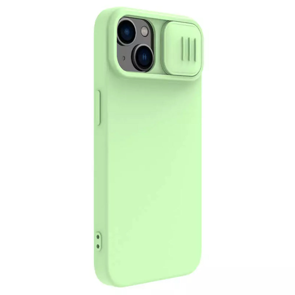 Husa MagSafe pentru Apple iPhone 15 Plus, Nillkin, CamShield Silky, Verde Deschis