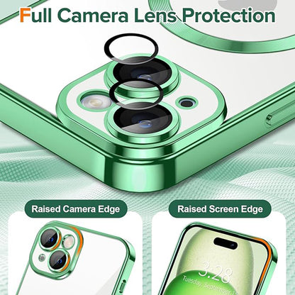 Husa MagSafe pentru Apple iPhone 15 Plus, Techsuit, Luxury Crystal, Verde Deschis