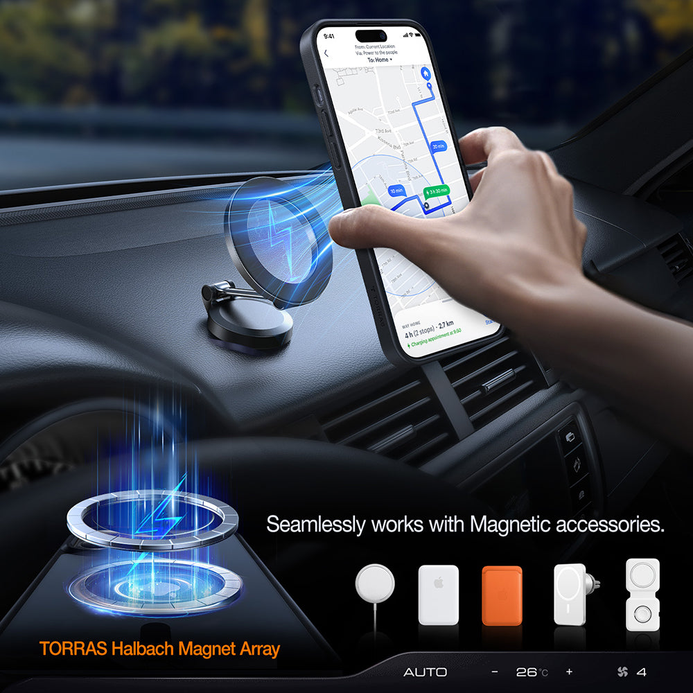 Husa MagSafe pentru Apple iPhone 15 Plus, Torras, Pstand, Neagra