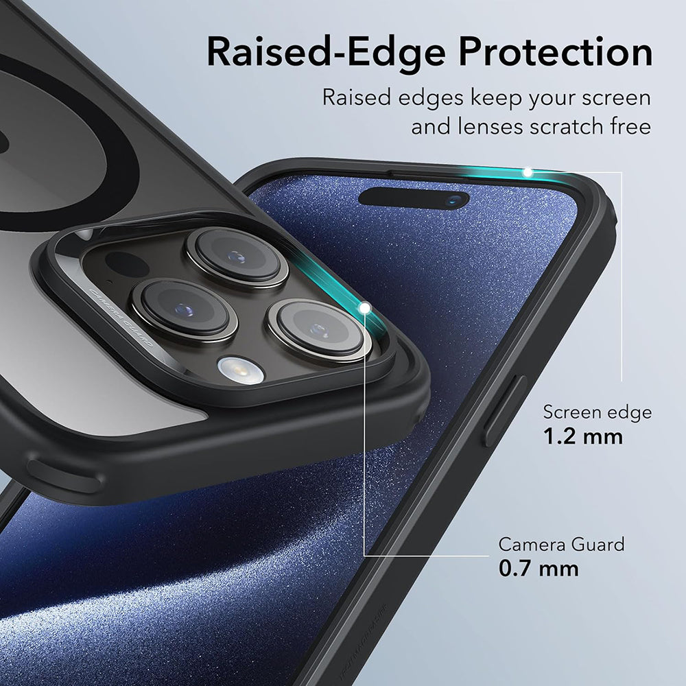 Husa MagSafe pentru Apple iPhone 15 Pro, ESR, Classic Hybrid, Neagra Transparenta
