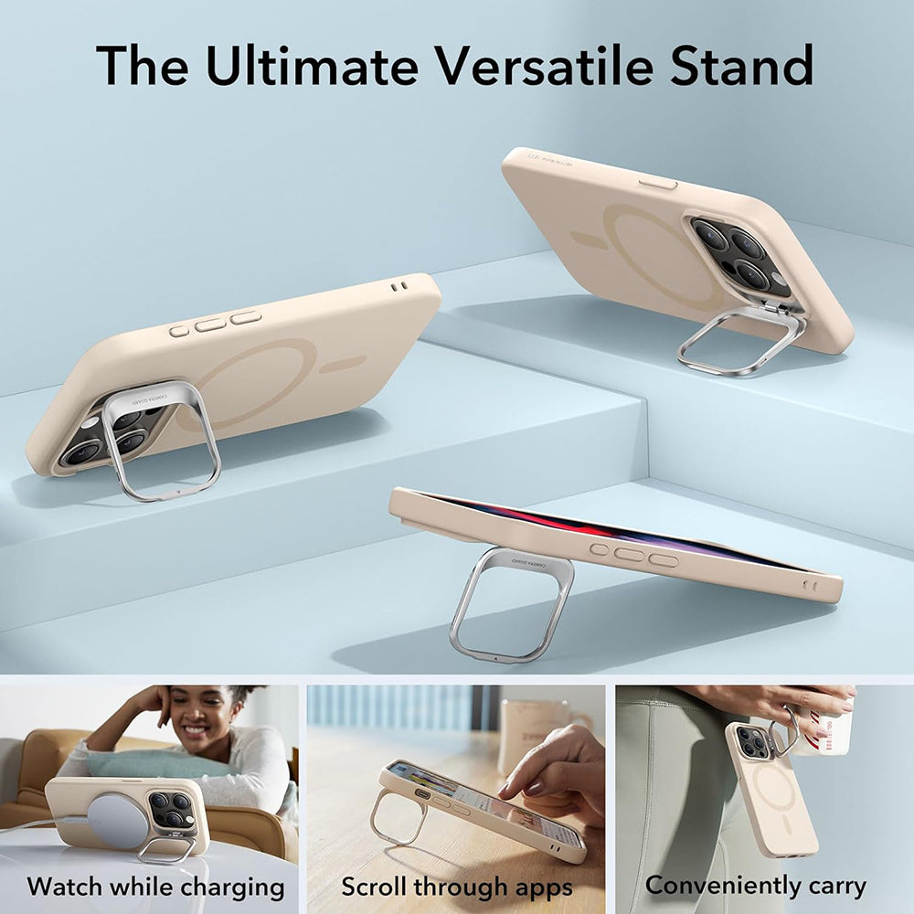 Husa MagSafe pentru Apple iPhone 15 Pro, ESR, Cloud Soft Kickstand, Crem